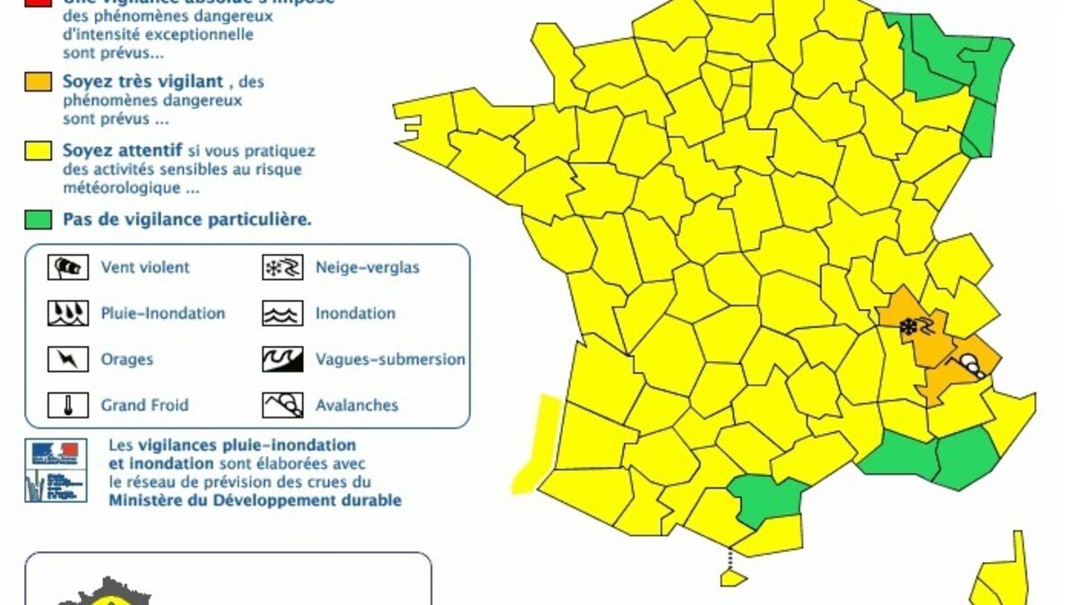 Alerte Météo France orange l Isère et les Hautes Alpes placés en