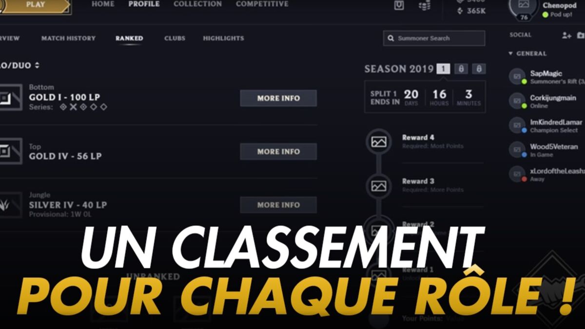 League of Legends à la prochaine saison, vous aurez un classement pour chaque rôle