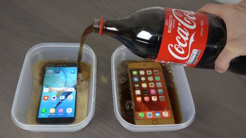 Man Puts An iPhone And A Samsung Galaxy To The Test... By Freezing Them In Coke!
