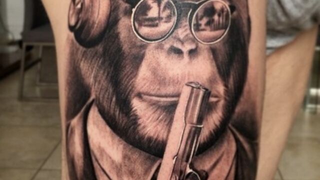Aloha Monkey Butt Tattoo Idea