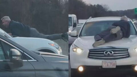 Shocking Moment Man Clings Onto 70mph Speeding Car As Road Rage Escalates