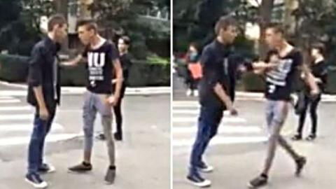 This 'Tough Kid' Picks A Fight And Then Runs Away When He Can't Handle The Heat