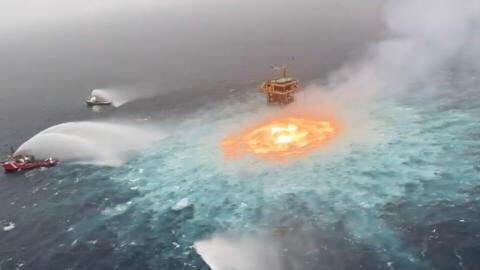 Gas leak and lightning bolt set the ocean on fire in the Gulf of Mexico