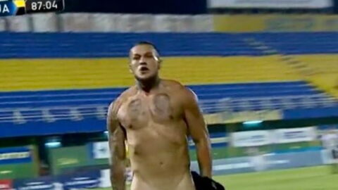 This footballer is now facing a ban after flashing his 'manhood' to the audience