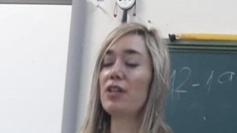 A teacher uses her own body to teach anatomy