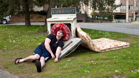 A drunk American was arrested after he threw his poop at police