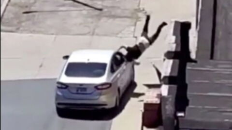 Man immediately regrets throwing rocks into traffic after driver seeks revenge