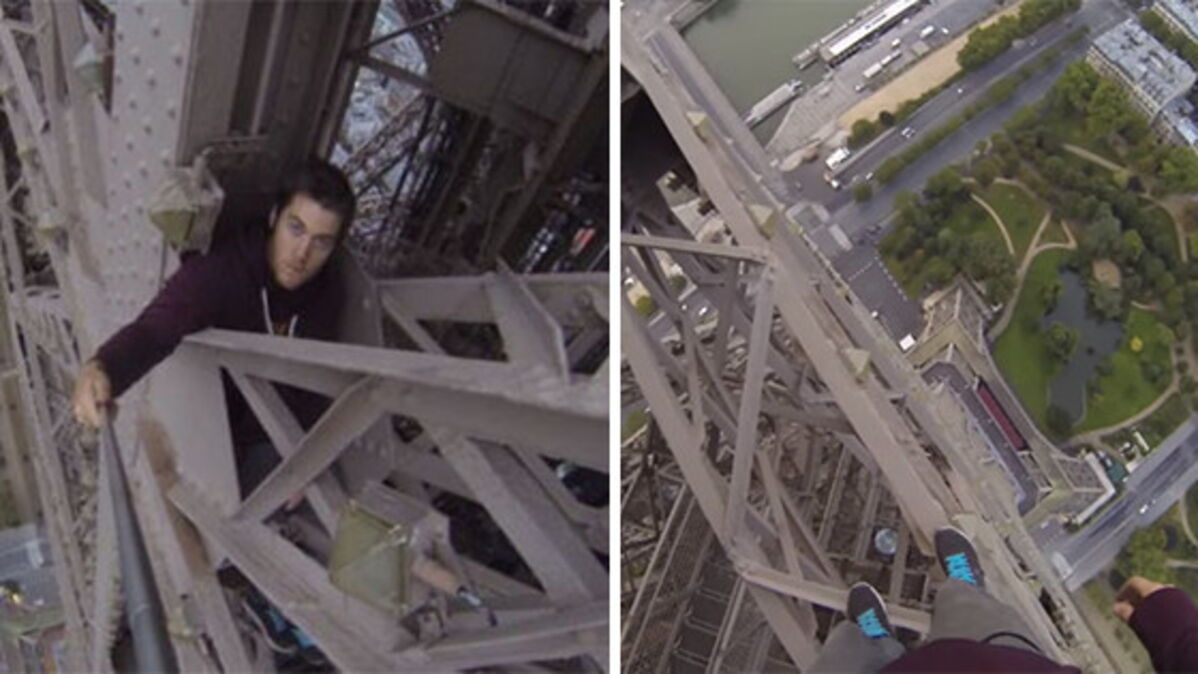 James Kingston escalade la Tour Eiffel à mains nues