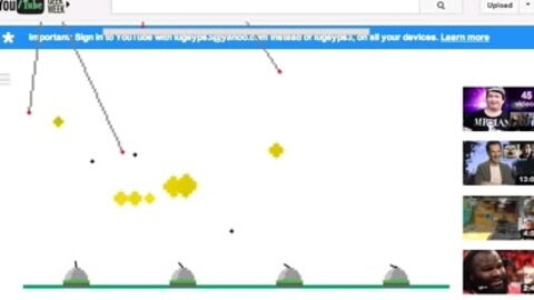 Youtube : jouez au jeu "Missile Command" sur les vidéos !