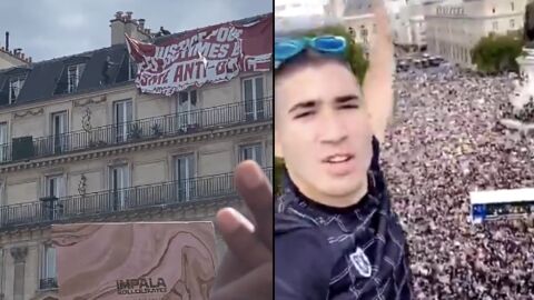 Manifestations à Paris : il escalade un immeuble pour décrocher une banderole contre le racisme anti-blanc