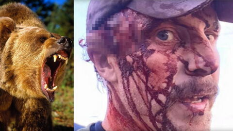 Ein Mann filmt sich blutüberströmt nach einem Grizzly-Angriff