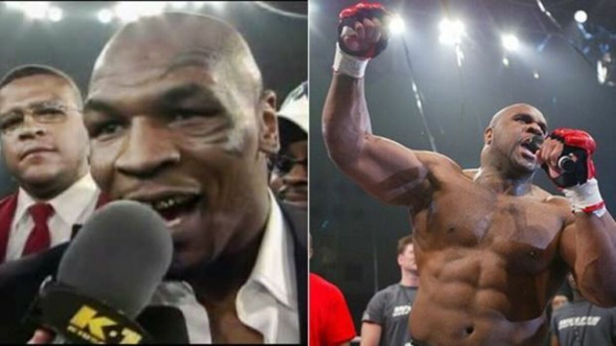 Mike Tyson provoziert Bob Sapp nach seinem Sieg Mike Tyson provoziert Bob Sapp nach seinem Sieg