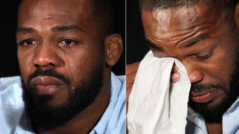 Jon Jones kann seine Tränen bei der Pressekonferenz nicht zurückhalten