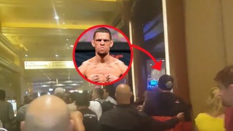 Nate Diaz wird in der MGM Grand Arena von McGregor-Fans belästigt