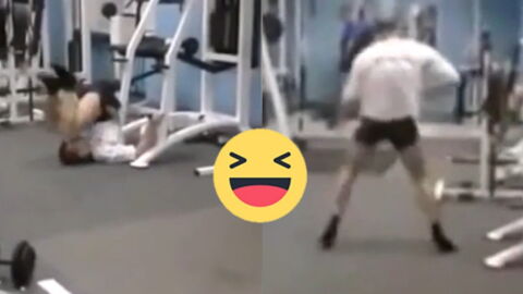 Dieser Mann macht ein vollkommen absurdes Training in einem Fitnessraum