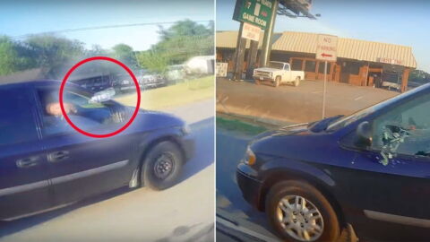 Ein Autofahrer beschmeißt einen Motorradfahrer mit einer Flasche, doch seine Rache ist noch fieser