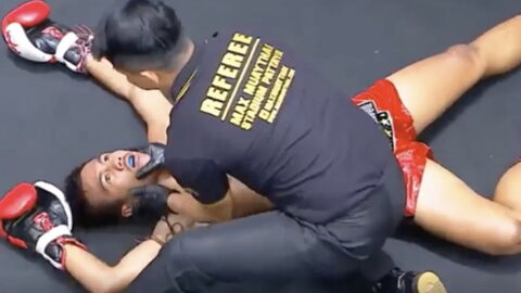 Muay Thai: Kämpfer bekommt Front-Kick ab und siegt eine Sekunde später durch K. o.