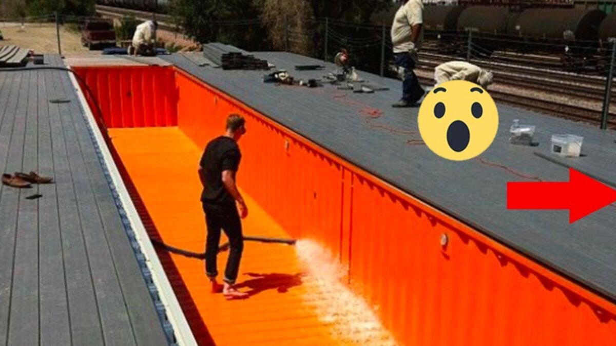 Er stellt einen alten Container in den Garten. Seine Idee ist total clever!