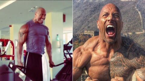 The Rock trainiert zu Musik von Eminem