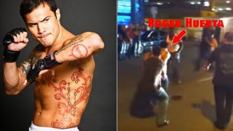 Der UFC-Kämpfer Roger Huerta macht einen Mann fertig, weil dieser eine Frau geschlagen hat