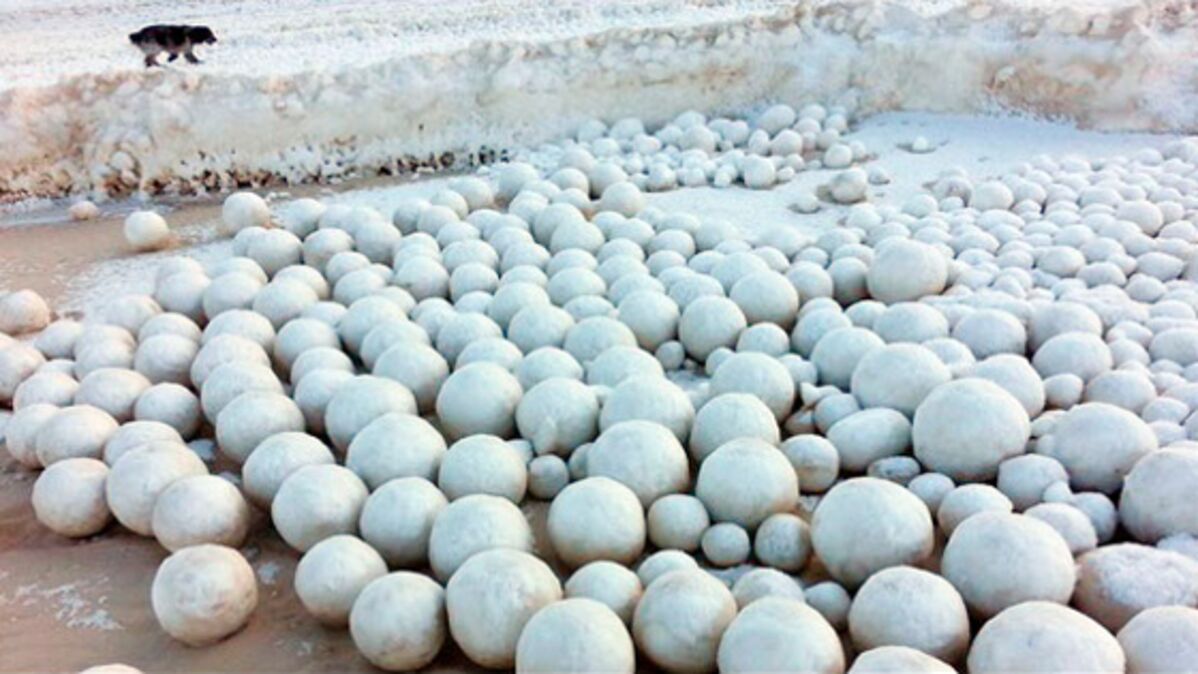 Des boules de neige géantes envahissent une plage en Sibérie