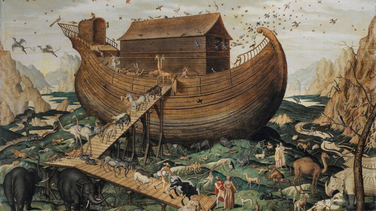 nombreux animaux Arche superbe bateau en bois "Arche de Noë" fabrication artisanale 