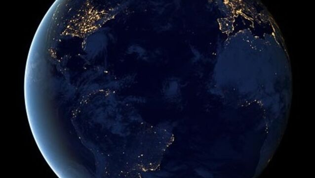 Poster Vue de la Terre depuis l'espace la nuit - USA