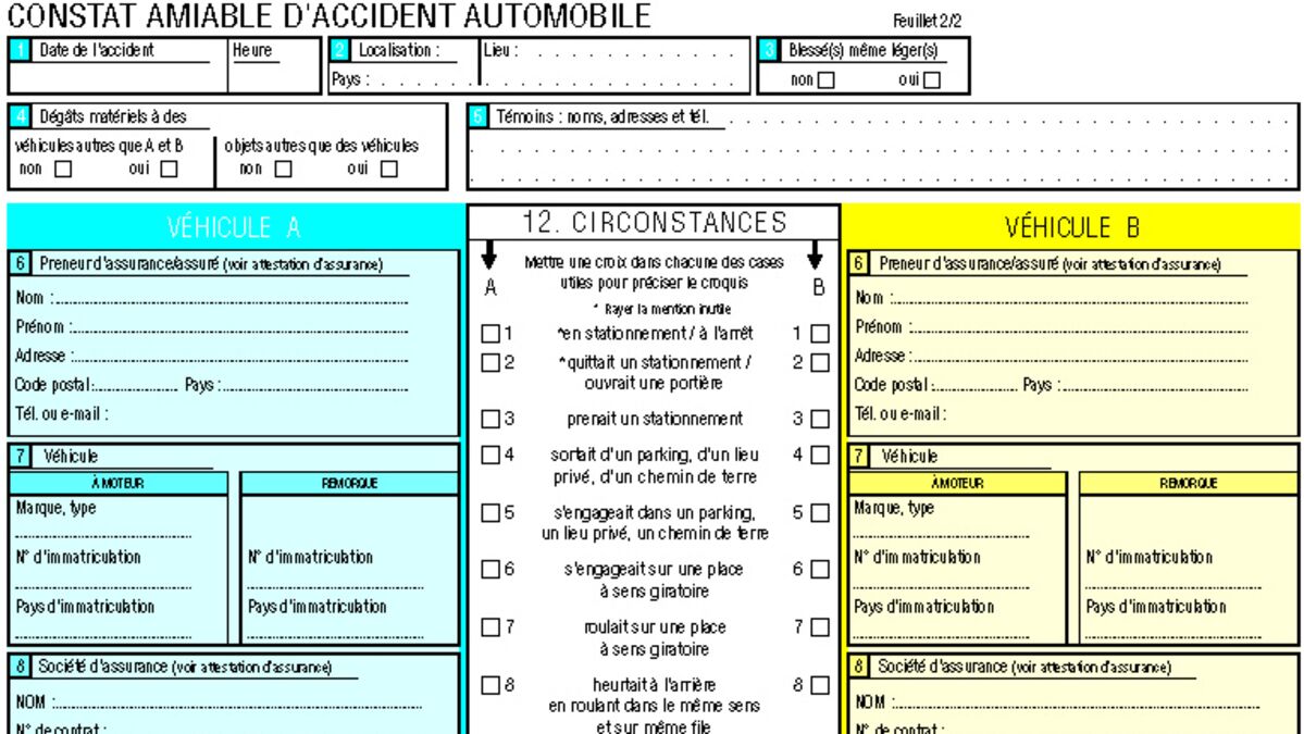 Constat amiable d'accident de voiture pdf