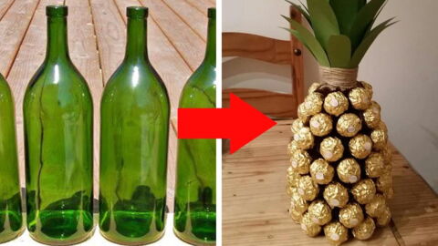 She Creates Amazing Pineapple Decorations Using Old Wine Bottles And Delicious Chocolates