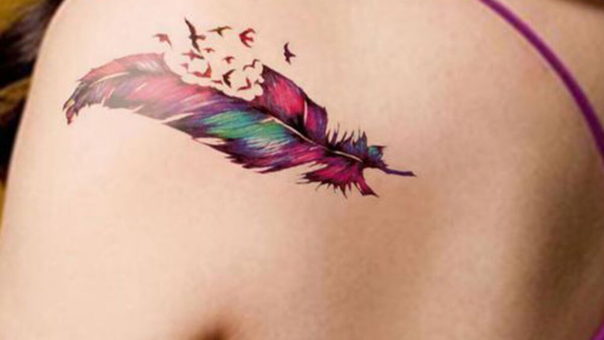 Feather tattoo splash | Feather tattoos, Tattoos, Feather tattoo