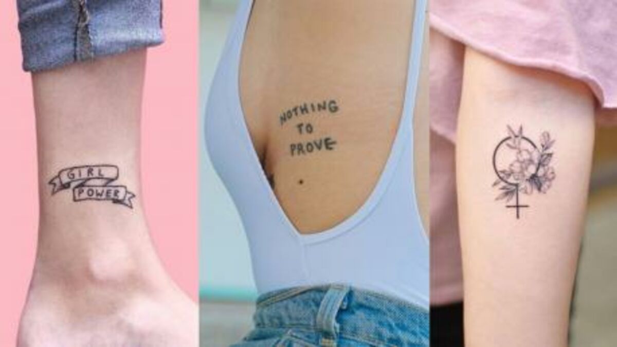 GRL PWR tattoo on the right inner forearm