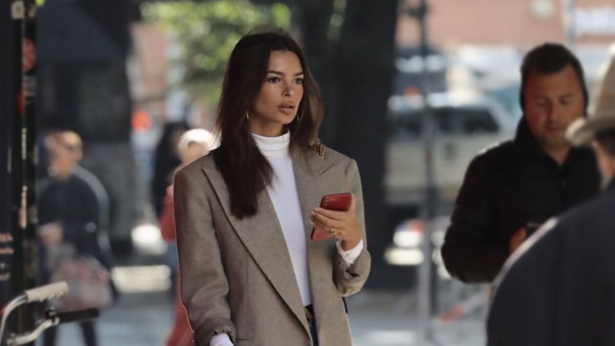 Emily Ratajkowski's Sexy Cherry-Red Sweater Dress Is Perfect for Fall