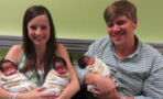 She gave birth to triplets... but they don't look anything like their father