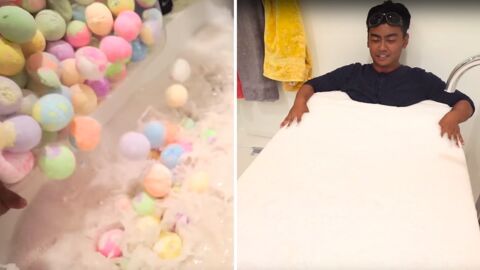 Ce youtubeur plonge 1 000 bath bombs dans sa baignoire et ruine sa salle de bain !