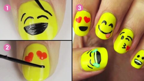 Ce nail art reprend des célèbres emojis. Le résultat est incroyable !