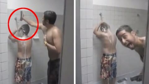 Il fait une blague hilarante à son ami sous la douche. Vous allez mourir de rire !
