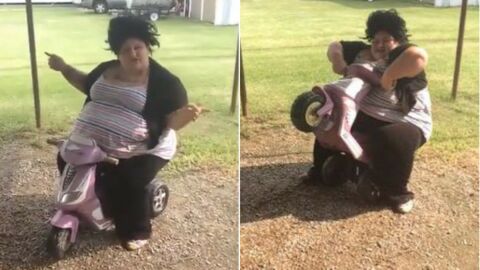 Elle n'aurait jamais dû essayer de monter sur un scooter pour enfants