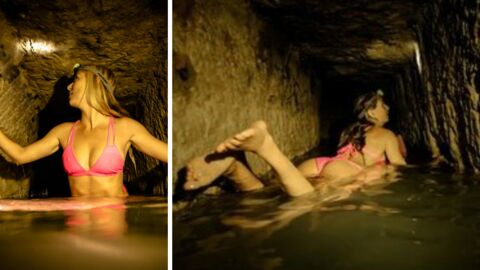 Elle surfe dans les catacombes de Paris mais ne s'attendait pas à cette montée d'eau subite