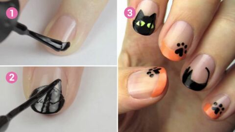 Machen Sie eine niedliche Nail-Art für Halloween.