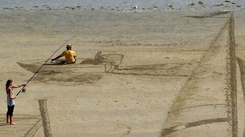 Die schönsten 3D-Zeichnungen auf dem Sand von Jamie Harkins