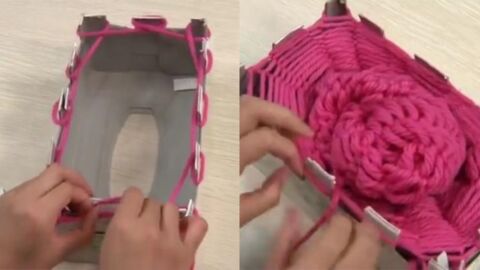 So strickt man einen Schal ohne Stricknadeln.