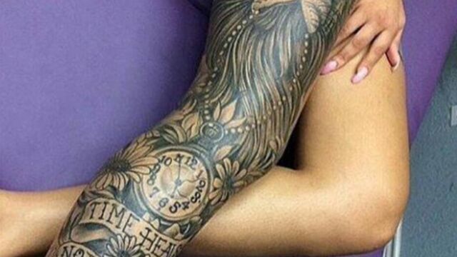 Bein frau banknatisi: tattoo Blackout Tattoo