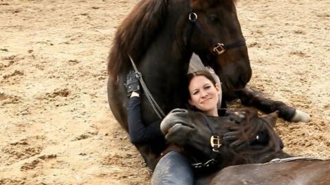 Sie legt sich zwischen zwei Pferde... Was dann kommt, ist einfach wunderbar!