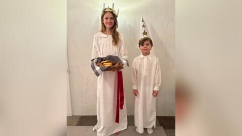 Prinzessin Estelle und Prinz Oscar grüßen zum Luciafest