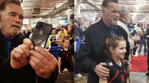 Une petite fille de 9 ans impressionne Arnold Schwarzenegger en soulevant du lourd