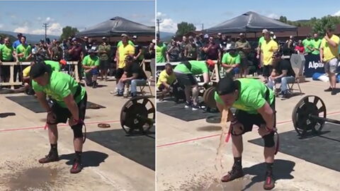 Il vomit en pleine compétition de strongman avant de terminer sa série