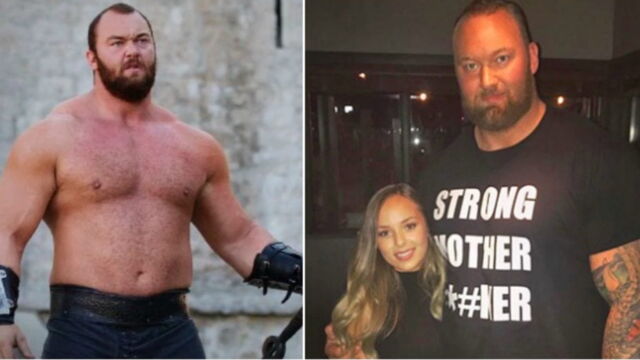 Hafthor Bjornsson, La Montagne, et sa copine Kelsey Henson