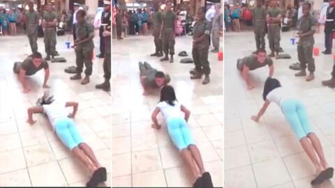 Une petite fille de 10 ans humilie un militaire lors d'un concours de pompes
