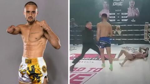 Envoyé au tapis, ce pro de boxe thaï amputé d'un bras revient et claque un énorme KO (VIDEO)
