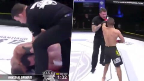 MMA : Fou de rage, un combattant refuse de lâcher sa soumission puis s'en prend à l'arbitre